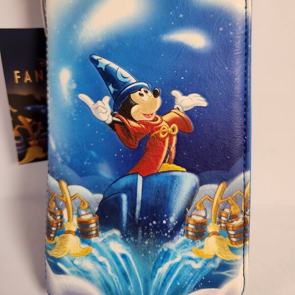 Loungefly Disney Fantasia Sorcerer Mickey Wallet Hard Tag Zip Around New - Picture 2 of 6